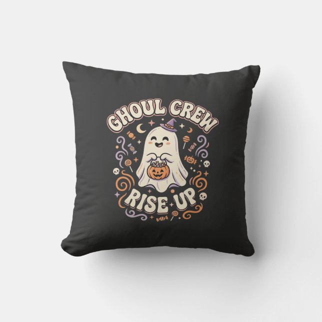 Coussin Équipe de fantômes et de goules d'Halloween (Recto)