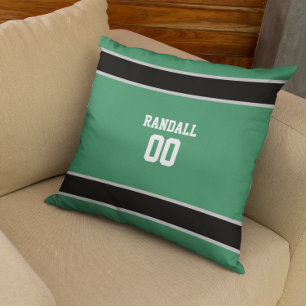 Coussin Équipe de football noir et vert personnalisée