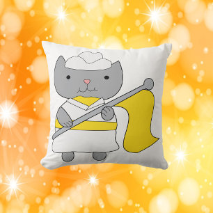 Coussin Équipe de garde couleur chat jaune blanc