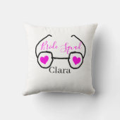 Coussin Équipe de la mariée lunettes de cœur rose noir dem (Verso)