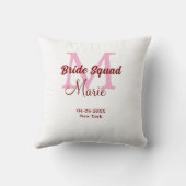 Coussin Équipe de mariée ajoutez nom monogramme demoiselle (Verso)