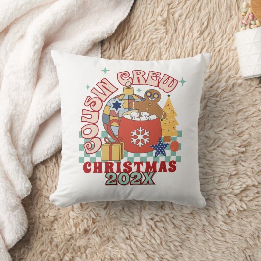 Coussin Équipe de Noël de cousins rétro appariés pour en (Couverture)