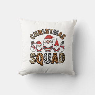 Coussin Équipe de Noël Santa Bonhomme de Neige Imprimé Léo