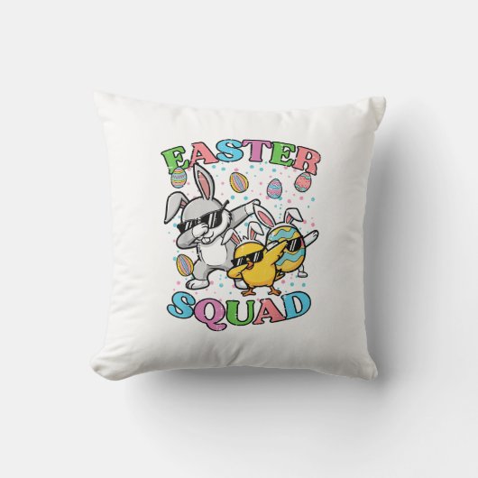 Coussin Équipe de Pâques Lapin Œuf Poussin Dab Équipage Co (Recto)