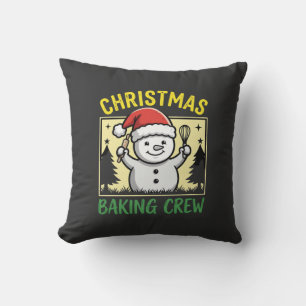 Coussin Équipe de pâtisserie de Noël Bonhomme de neige de