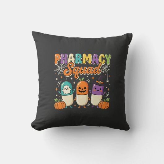 Coussin Équipe de pharmacie Halloween Ghost Pills Design_1 (Recto)