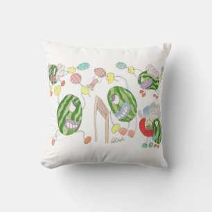 Coussin Équipe de pickleball groupe de dessin animé fou