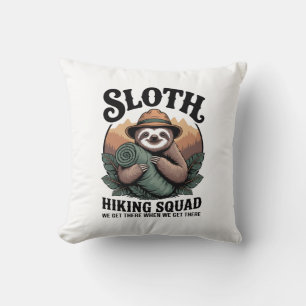 Coussin Équipe de randonnée de paresseux drôle de camping