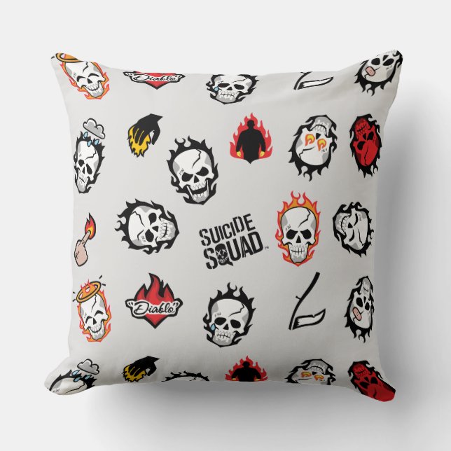 Coussin Équipe de suicide | Motif Diablo Emoji (Recto)
