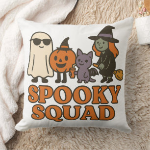 Coussin Équipe effrayante Chouette Sorcière Fantôme Chat C
