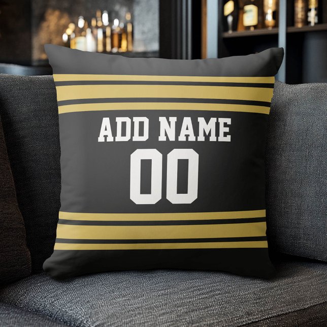Coussin Équipe Jersey avec nom et numéro personnalisés (Custom Sports Pillow for a Man Cave)
