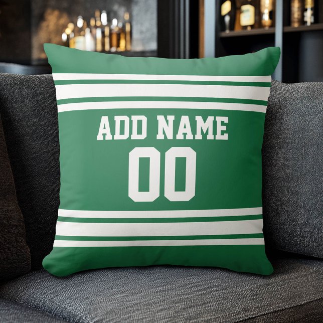 Coussin Équipe Jersey avec nom et numéro personnalisés (Custom Sports Pillow for a Man Cave)