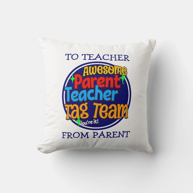 Coussin ÉQUIPE TAG parent enseignant scolaire (Recto)