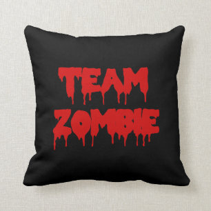 Coussin Équipe Zombie Sang Rouge sur Fond Noir
