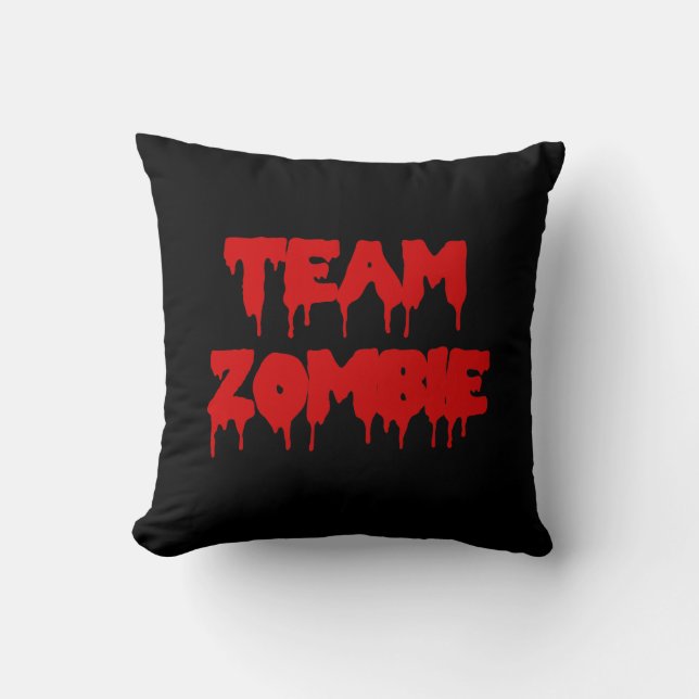 Coussin Équipe Zombie sang rouge sur noir (Recto)