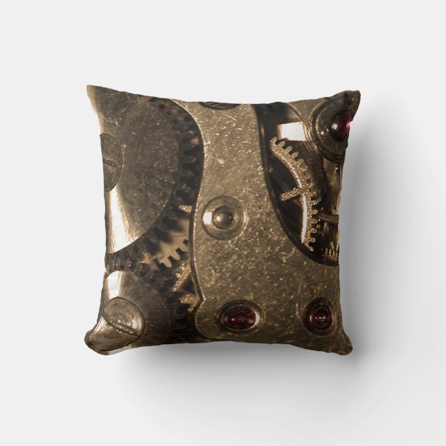Coussin Équipements d'horloge métallique Steampunk (Recto)