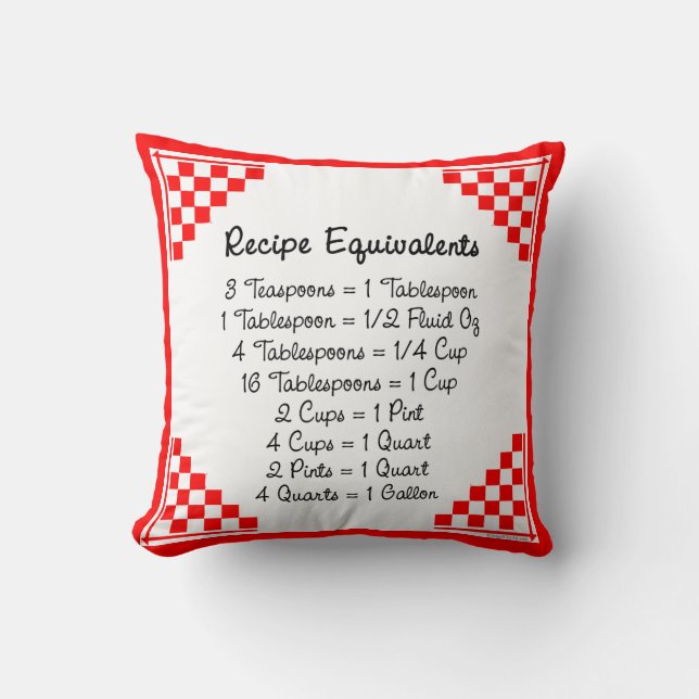 Coussin Equivalents de recette Chèques rouges (Recto)