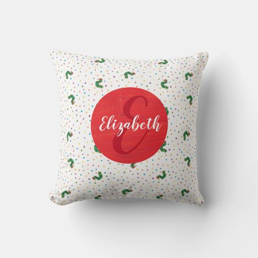 Coussin Eric Carle | Motif de chenille et de points (Recto)