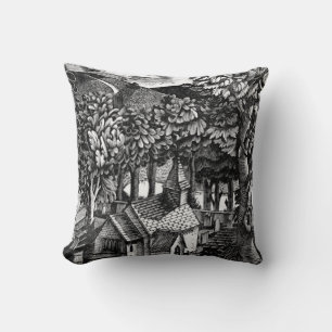 Coussin Eric Ravilious - Église sous une colline,
