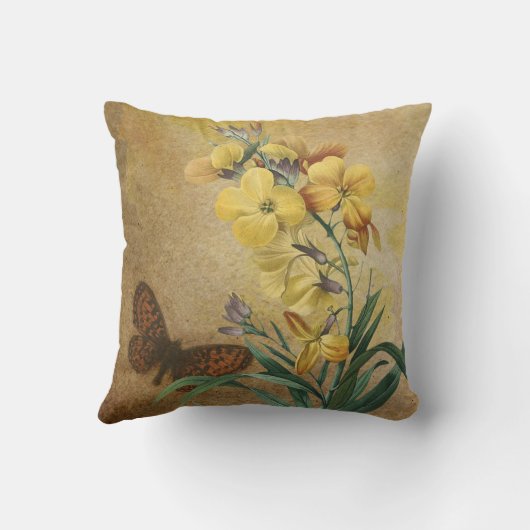 Coussin Erysimum jaune avec papillon (Verso)
