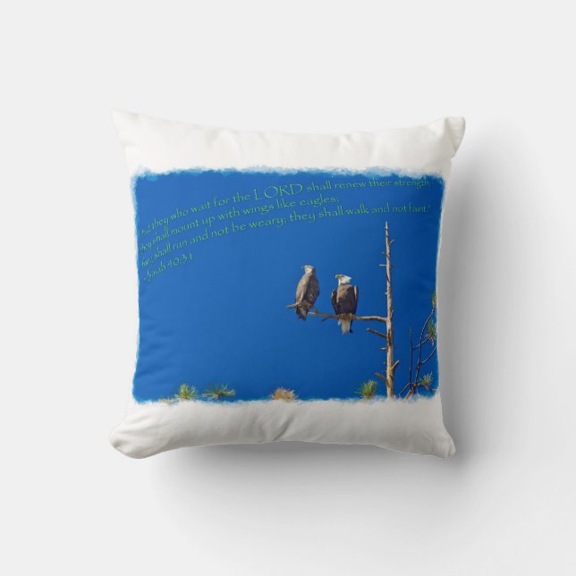 Coussin Esaïe 40:31 Réversible (Recto)