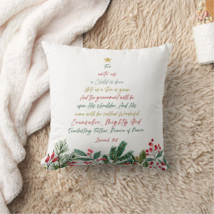 Coussin Ésaïe 9:6 Pour nous un enfant est né Noël