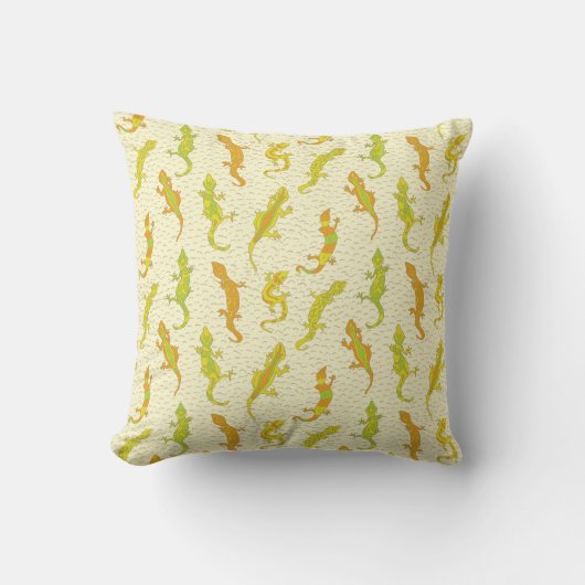 Coussin Escalade de roche Geckos sur jaune - motif sans so (Recto)