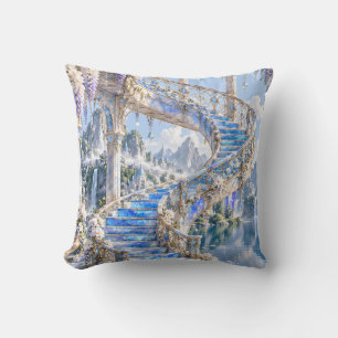 Coussin Escalier de cristal de glycine bleue Montagne Lac