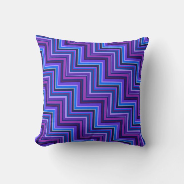 Coussin Escaliers à rayures bleues et violettes (Recto)