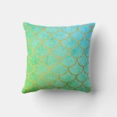 Coussin Escaliers de sirène d'or Parties scintillant Turqu (Verso)