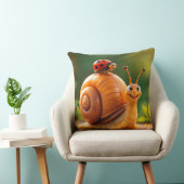 Coussin Escargot de dessin animé heureux hébergeant une co (Chaise)