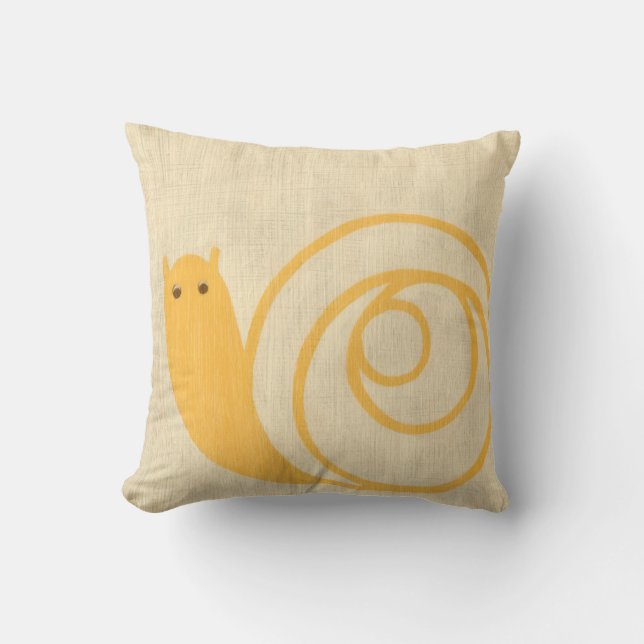 Coussin Escargot jaune sur Arrière - plan crème (Recto)