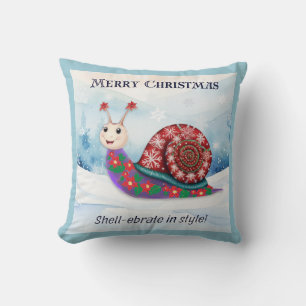 Coussin Escargot Pun Joyeux Noël Personnalisé