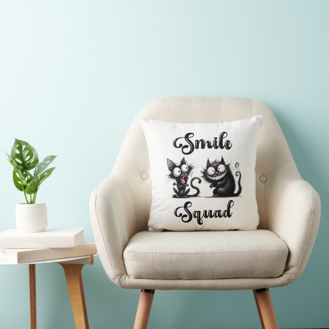 Coussin Escouade souriante avec conception de chats amusan (Chaise)