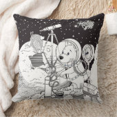 Coussin Espace de coloration avec un chiot astronaute (Couverture)