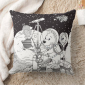 Coussin Espace de coloration avec un chiot astronaute (Couverture)