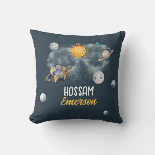 Coussin Espace Extérieur Anniversaire Galaxie Soleil Lune 