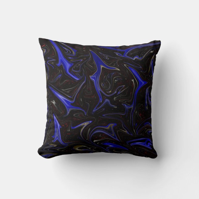 Coussin Espace Extérieur Liquéfié Bleu Noir, Poussin À Lan (Recto)
