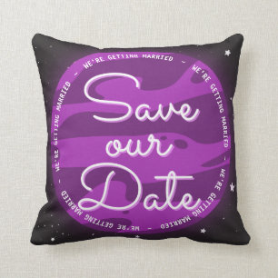 Coussin Espace Planète Violet Thème Économisez Notre Date