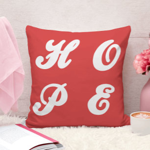 Coussin Espoir : Citation Inspirante Minimaliste Blanche e