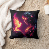 Coussin Esprit de feu de phénix de robot futuriste cyberné (Couverture)