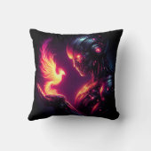 Coussin Esprit de feu de phénix de robot futuriste cyberné (Verso)