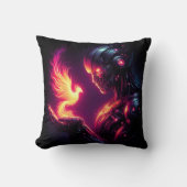 Coussin Esprit de feu de phénix de robot futuriste cyberné (Recto)