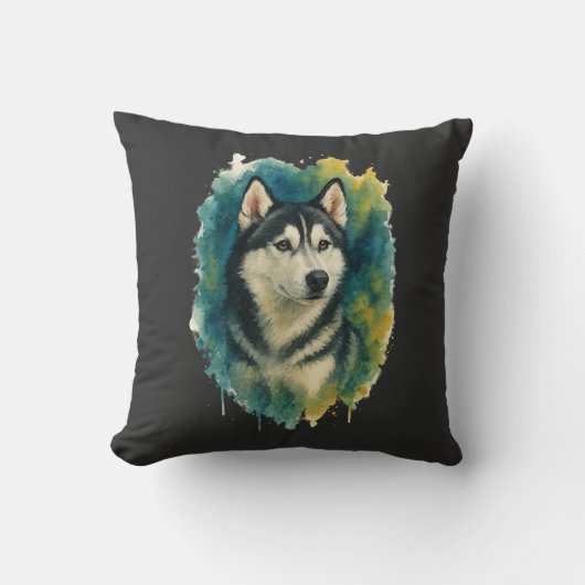 Coussin Esprit Husky Aquarelle Majesté (Recto)