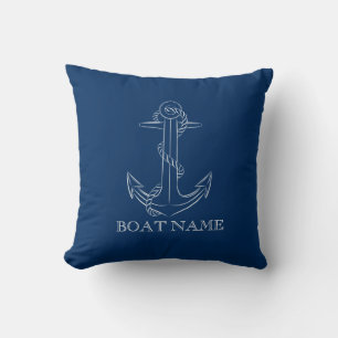 Coussin Esprit Nautique Ancre Bleu Marine