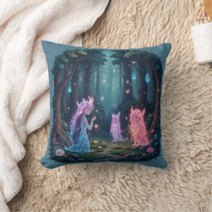Coussin Esprits de la Forêt Enchantée Cottagecore Magique