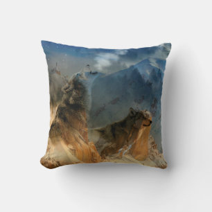 Coussin Esprits de loups dans la fosse de montagne