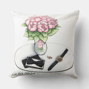 Coussin Essentiels du matin du marié pour le mariage aquar
