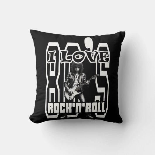 Coussin Estampa Rock - I Love 80s Rock’n’Roll – Almofada (Recto)
