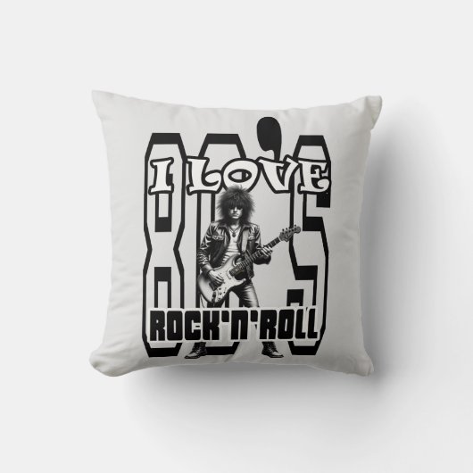 Coussin Estampa Rock - I Love 80s Rock’n’Roll – Almofada (Recto)